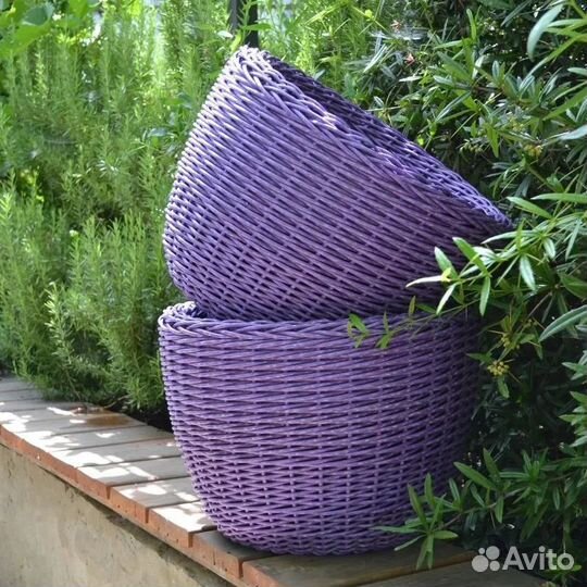 Кашпо плетеное напольное