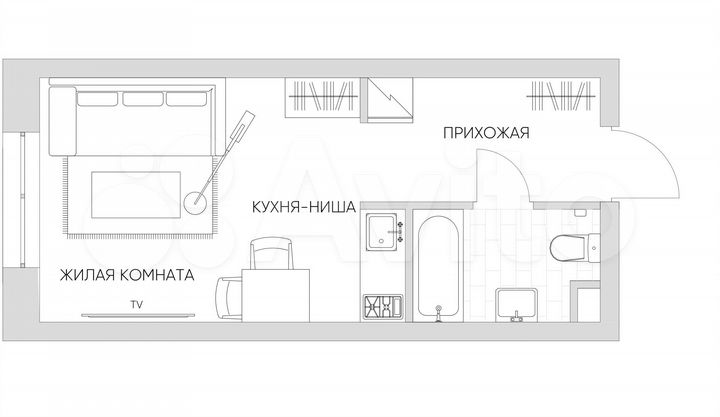 Апартаменты-студия, 23,5 м², 5/21 эт.