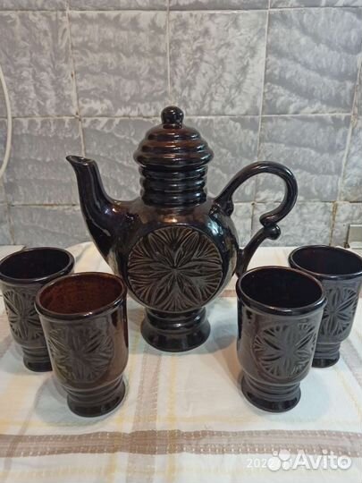 Керамический набор. Кувшин и стаканы