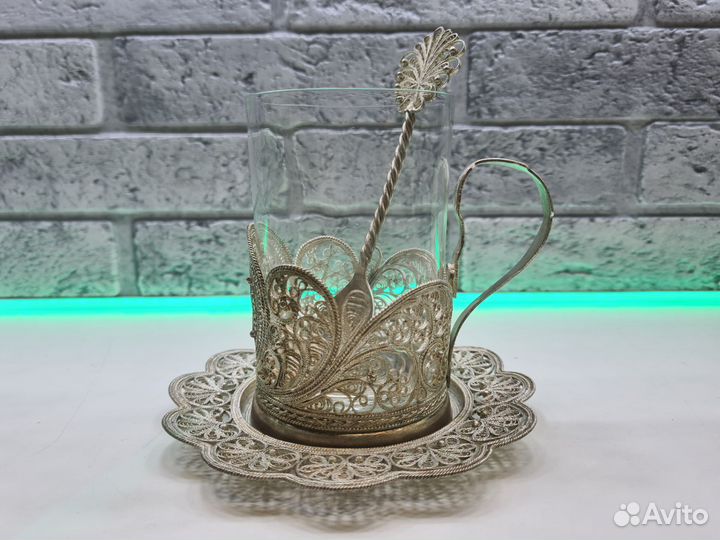 П.4235 Серебряный чайный набор ручной работы