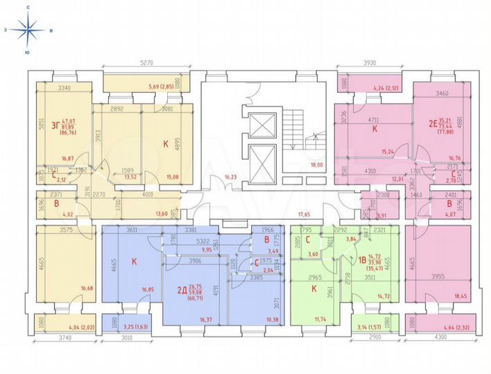 3-к. квартира, 86,8 м², 2/14 эт.