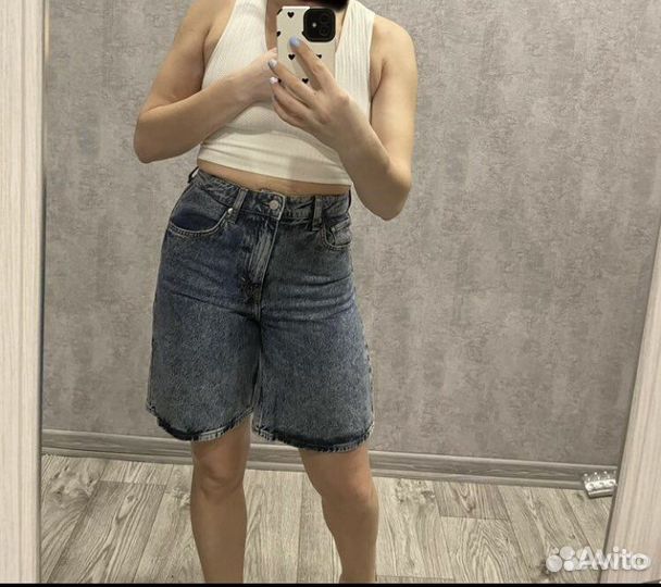 Джинсовые шорты бермуды 38