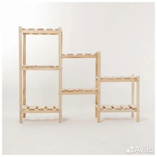 Стеллаж из дерева усиленный, 3 секции, 99,6х122х31