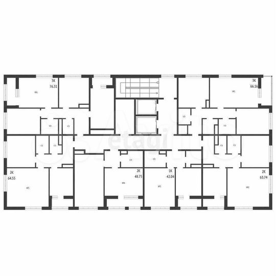 1-к. квартира, 42 м², 7/15 эт.