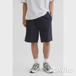 Хлопковые шорты свободного кроя H&M, военно-морско