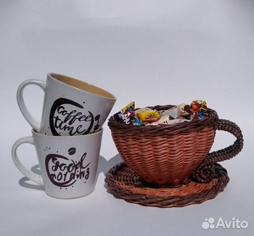 Плетёная чашка-конфетница