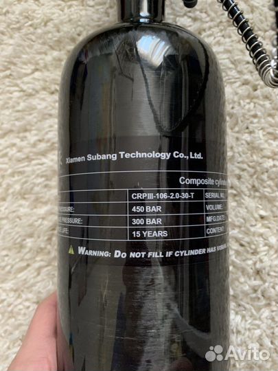 Баллон вд 2л. с вентилем и манометрами для PCP