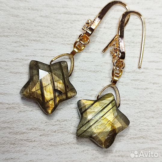 Лабрадорит серьги 