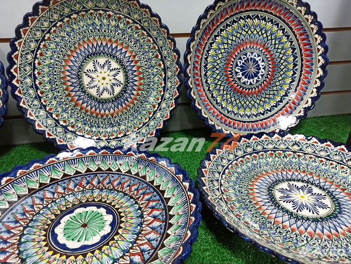 Ляган 38см край в виде ромашки узбекское блюдо
