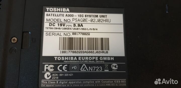 Ноутбук Toshiba Satellite A300-1EC с DVD