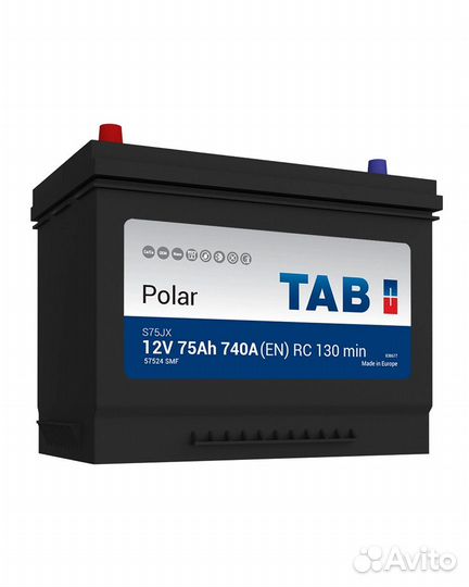 Аккумулятор TAB Polar 75 Ah для X-Trail, Pajero