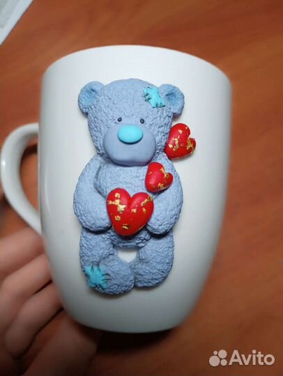 Подарок Кружка с мишкой Тедди, полимерная глина