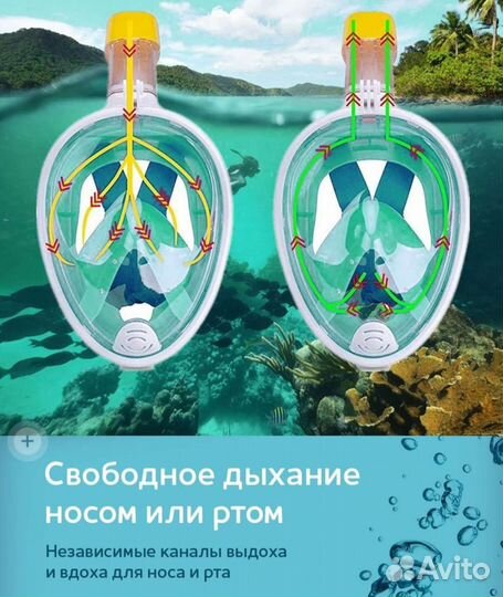 Маска с трубкой для плаванья