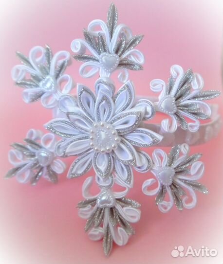 Ободок ручной работы для волос в виде снежинки