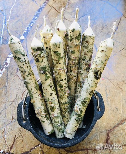 Свечи натуральный пчелиный воск с цветами яблони