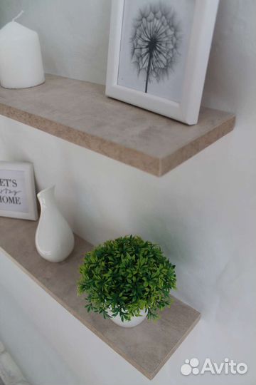 Полки навесные парящие настенные бежевые 2 шт