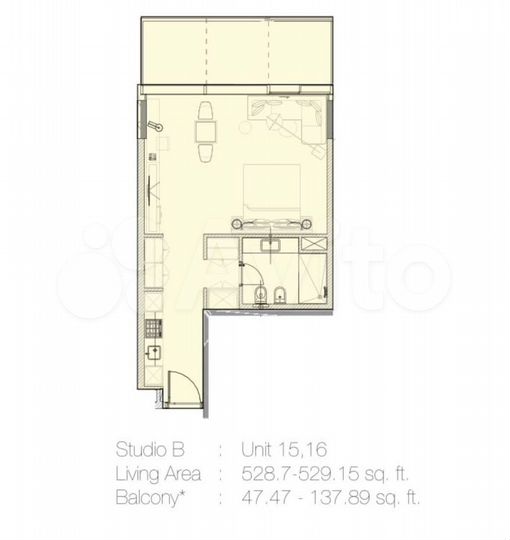 Квартира-студия, 56 м² (ОАЭ)