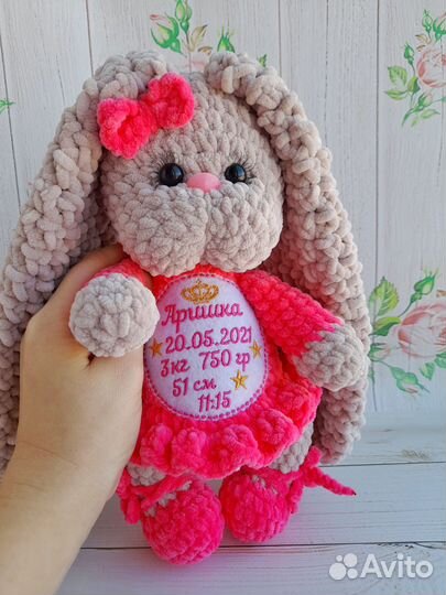 Плюшевые игрушки ручной работы с метрикой