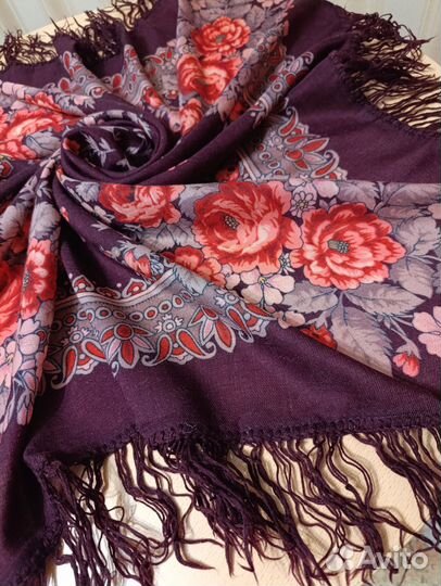 Павловопосадский платок Винтаж Шерсть