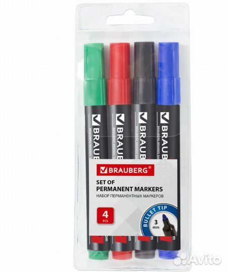 Набор маркеров перм 4 шт brauberg contract кругл 3