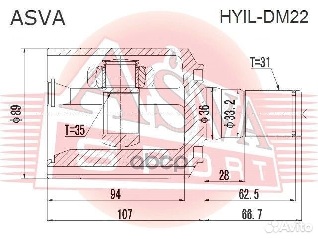 ШРУС внутренний левый 35X36X31 hyildm22 asva