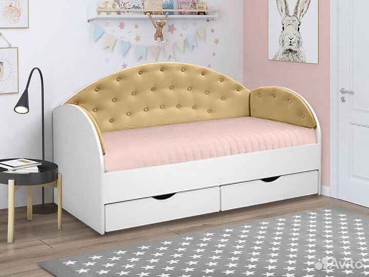 Кроватка велюр от 2х лет с ящиками