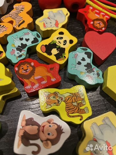 Деревянная шнуровка бусы для детей