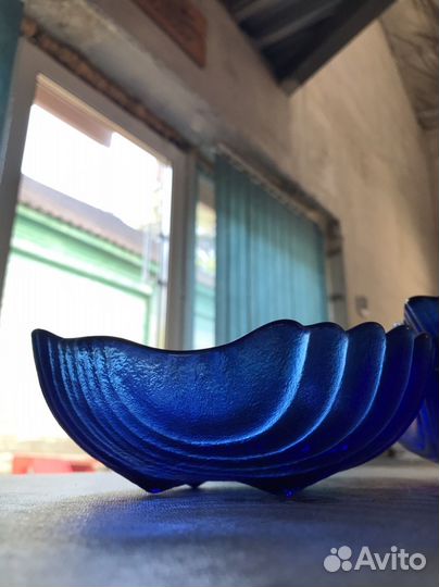 Салатник синий, стекло, СССР