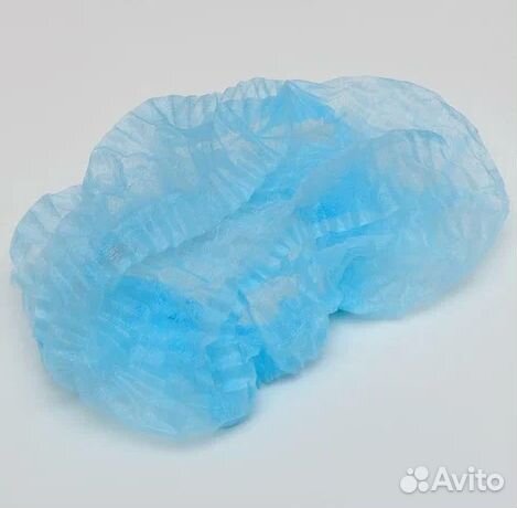 Шапочка одноразовая шарлотта (белый, голубой)