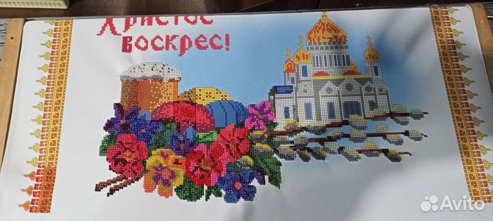 Пасхальные рушники, отшитые бисером