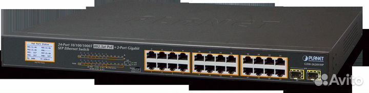 GSW-2620VHP, коммутатор/ planet 24-Port 10/100/1000T 802.3AT PoE + 2-Port 1000SX SFP Gigabit Switch