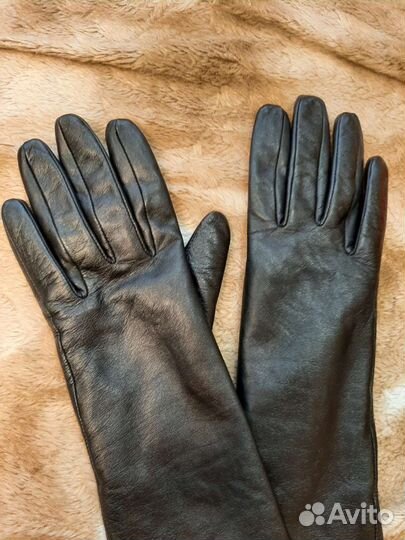 Длинные кожаные перчатки размер S