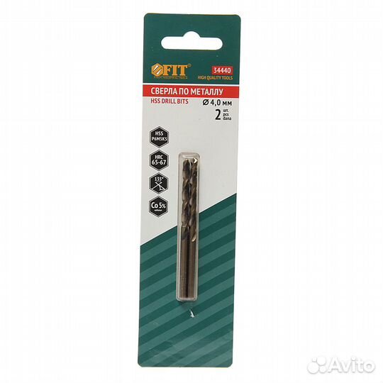 Сверло по металлу 4.0х75мм HSS Cobalt (2шт.) FIT