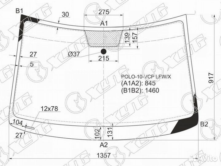 Стекло лобовое volkswagen polo V 3 /5D HBK 09- /4D