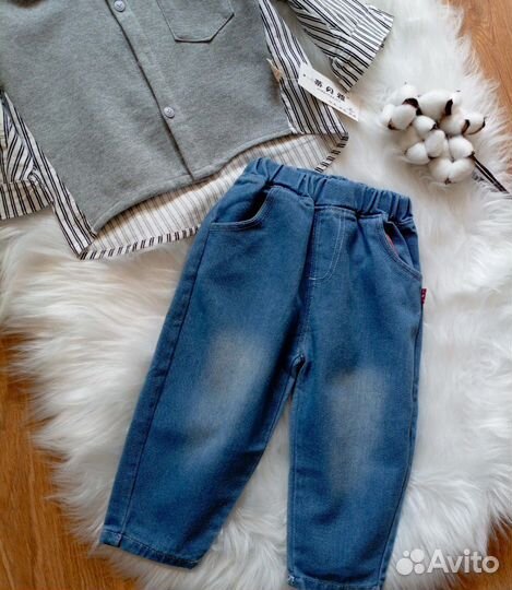 Костюм рубашка джинсы 92 98 104