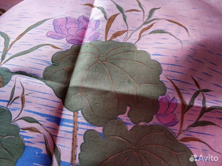 Шелковый платок Цапли розовый тайский шелк Тайланд