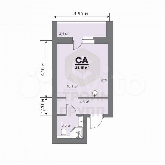 Квартира-студия, 26,2 м², 2/9 эт.