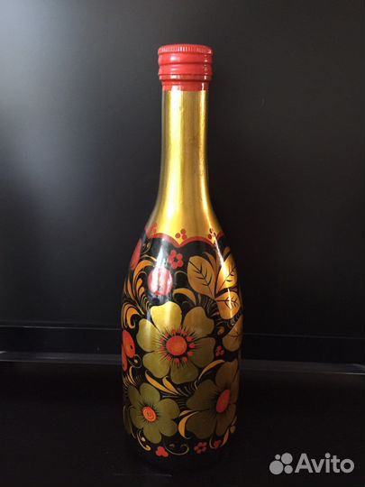 Декоративные бутылки под хохлому