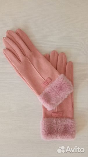 Перчатки женские новые экозамша утеплённые