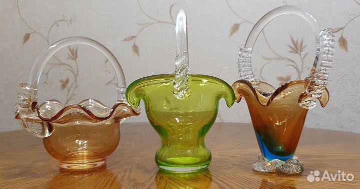 Вазы/корзинки цветное стекло СССР