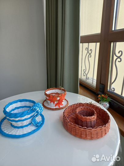 Пасхальные корзины,подносы,кашпо из бумажной лозы