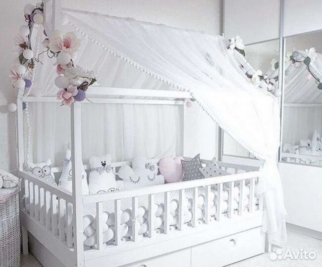 Крыша и шторки на кровать домик