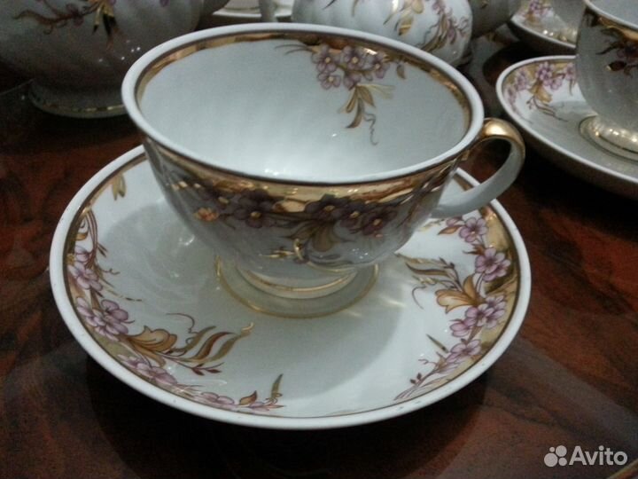 Чайный сервиз. Дулево. Фарфор. Позолота
