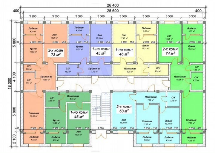 1-к. квартира, 45 м², 3/6 эт.