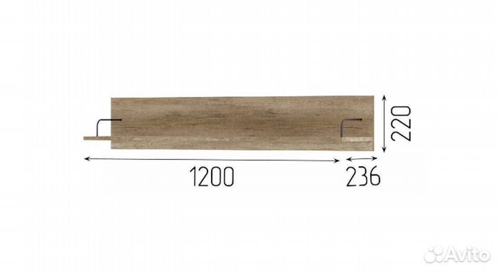 Полка навесная новая Даллас на 1200 мм