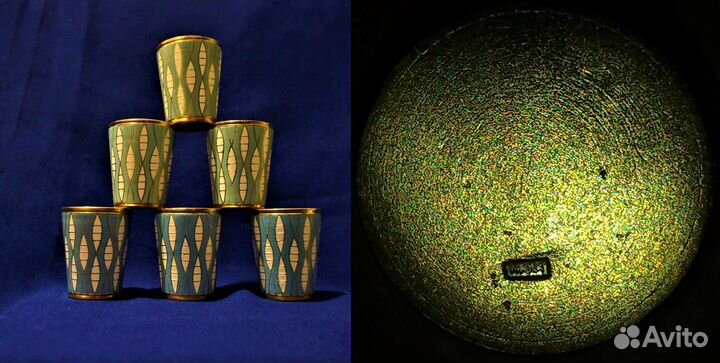 Стопки (рюмки) люм (латунь + эмаль) СССР