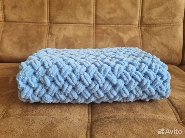 Плед детский плюшевый вязаный новый