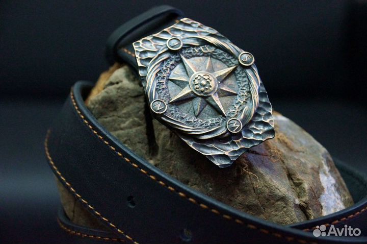 Ремень мужской с пряжкой Роза ветров