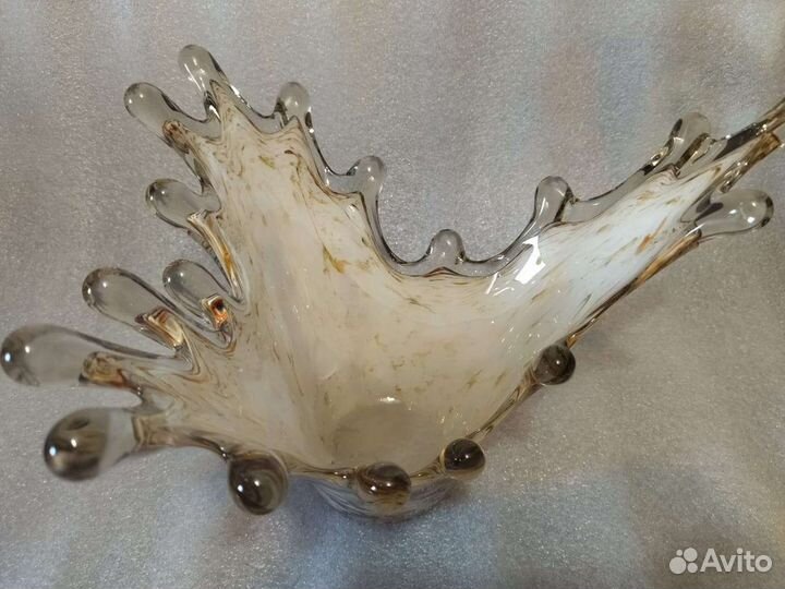 Конфетница ваза коралл цветное стекло