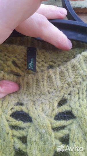 Объемный шерстяной свитер оверсайз benetton 46 р